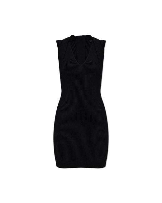 Balmain Black Wool Dress With Decorative Belt