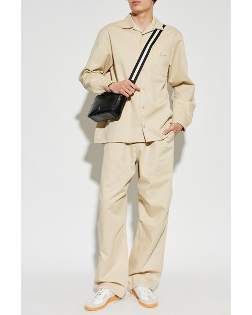 KENZO Natural Loose-Fit Cotton Trousers for men