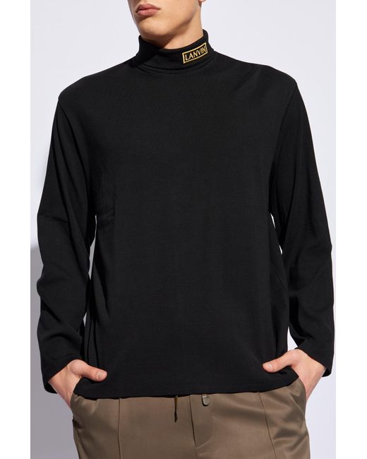 Lanvin Black Sweater With Logo for men