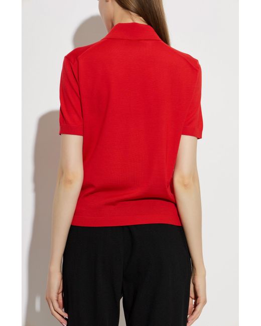 Jil Sander Red Wool Polo