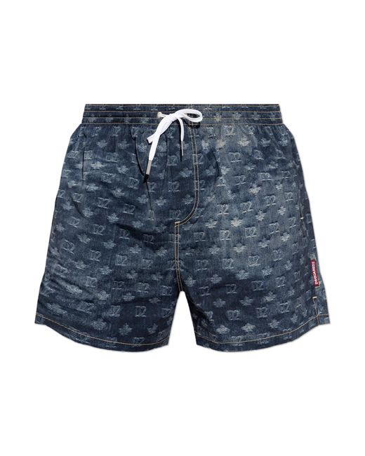 DSquared² Blue Monogram Swim Shorts for men