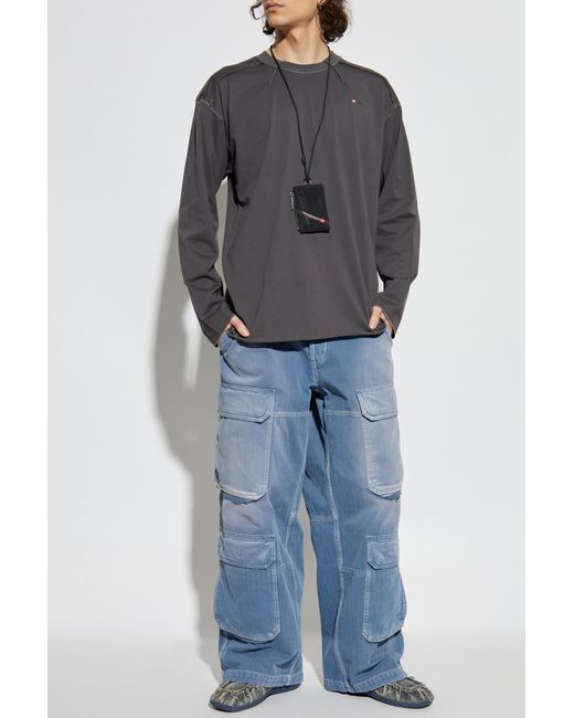 DIESEL Gray T-Shirt 'T-Crahor-Boxt-Ls-T1' for men