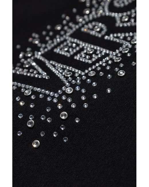 Versace Black T-Shirt With Shimmering Crystals