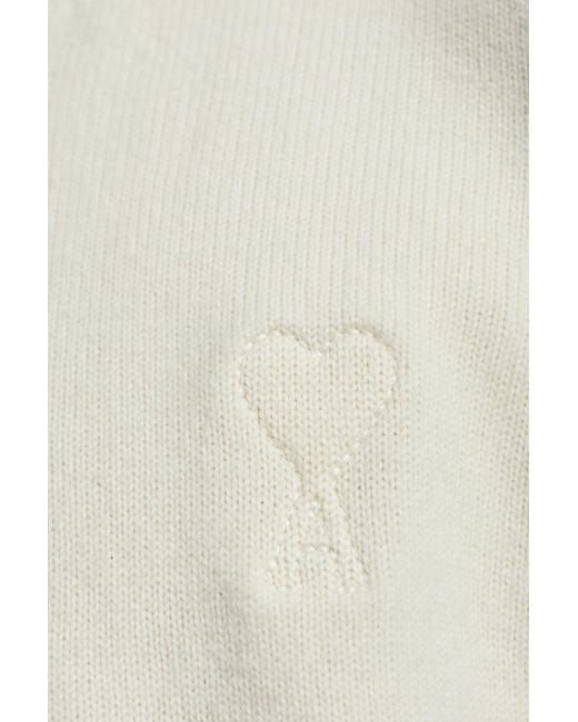 AMI White Wool Turtleneck With Logo