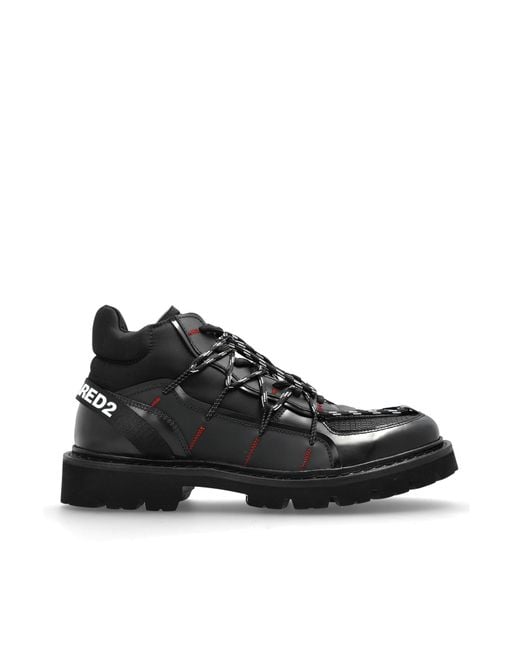 DSquared² Black Ankle Boots With Logo for men