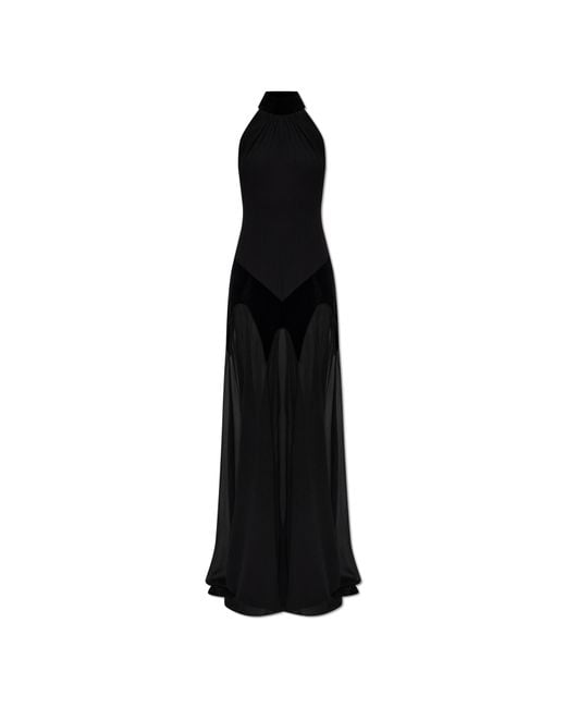 McQueen Black Dress Made Of Combined Fabrics