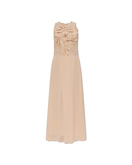 Forte_forte White Dress With Floral Trim