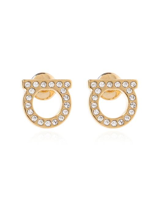 Ferragamo Metallic Earrings With Logo