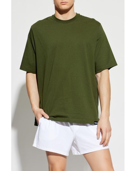 DSquared² Green Underwear T-Shirt With A Round Neckline for men