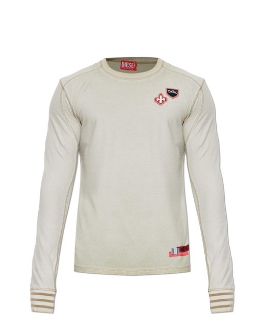 DIESEL White T-Shirt 'T-Bowie-Ls' for men