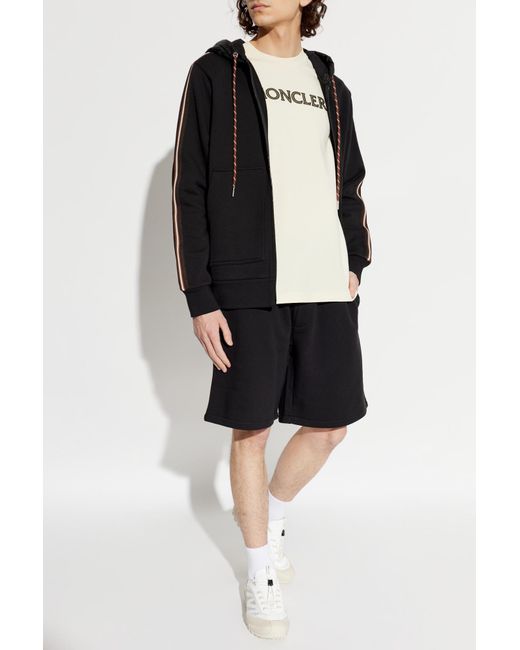 Moncler Black Shorts With Logo Patch for men