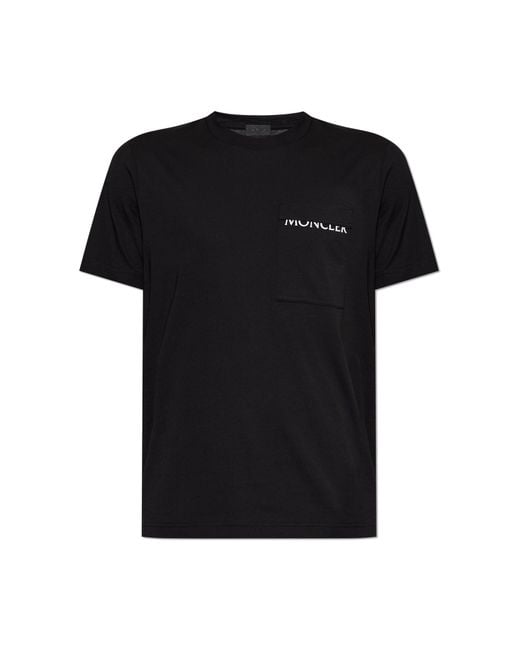 Moncler Black T-Shirt With Pocket for men