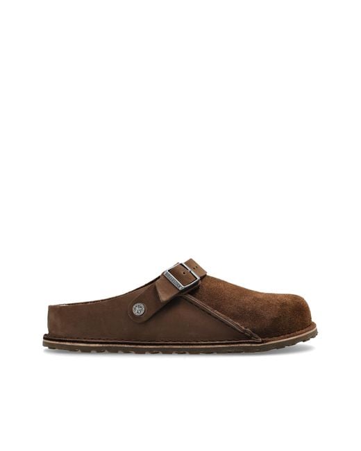 Birkenstock Brown "Lutry Premium Split" Slides for men