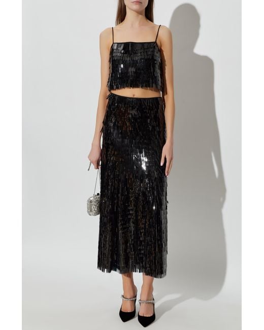 Self-Portrait Black Short Sequin Camisole Top
