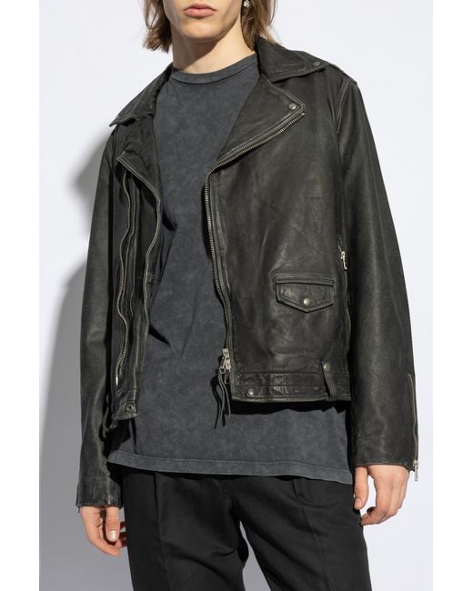 AllSaints Black ‘Rosser’ Biker Jacket for men