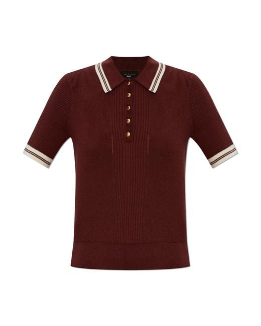 Rag & Bone Red Cotton Polo