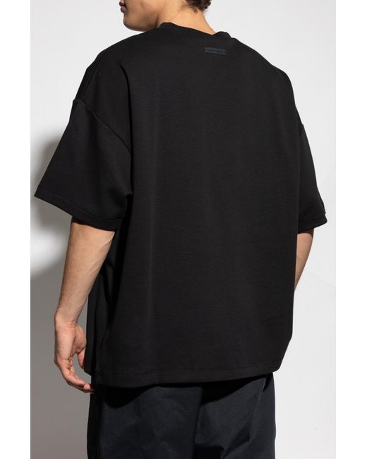Fear Of God Black T-Shirt With Logo Patch for men