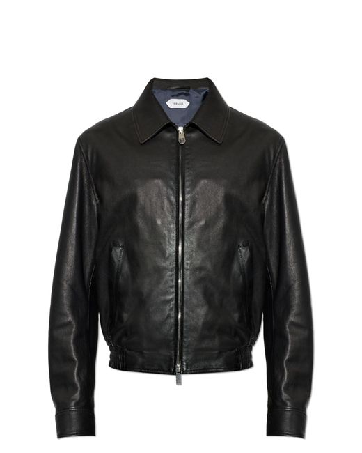 Versace Black Leather Jacket for men