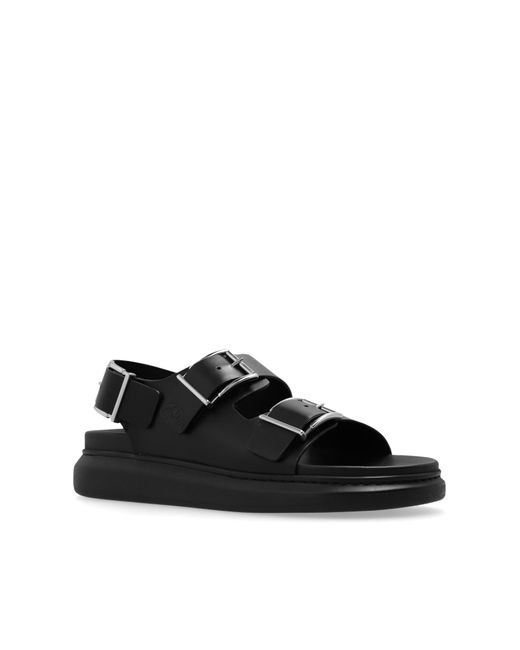 Alexander McQueen Black Leather Sandals, for men