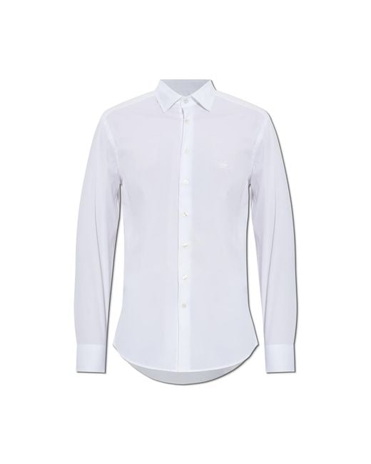 Etro White Shirt With Embroidered Logo for men
