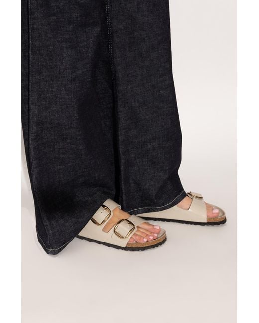Birkenstock White 'Arizona Big Buckle' Slides