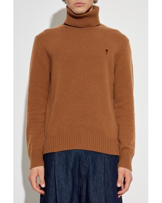 AMI Blue Turtleneck With Logo for men