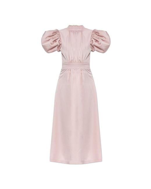 ROTATE BIRGER CHRISTENSEN Pink Dress With Puff Sleeves