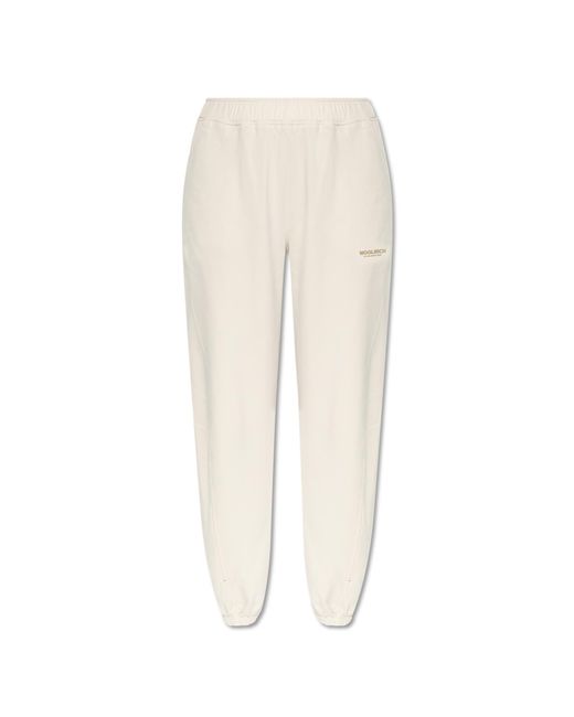 Woolrich White Sweatpants With Printed Logo