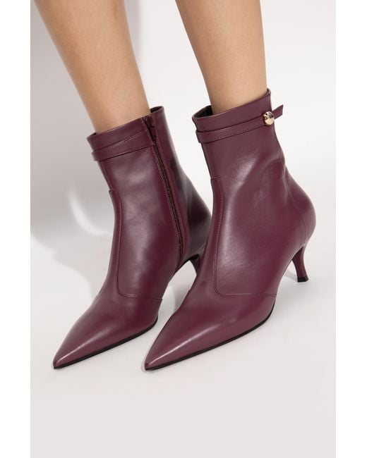 Furla Purple Heeled Ankle Boots "Sfera"
