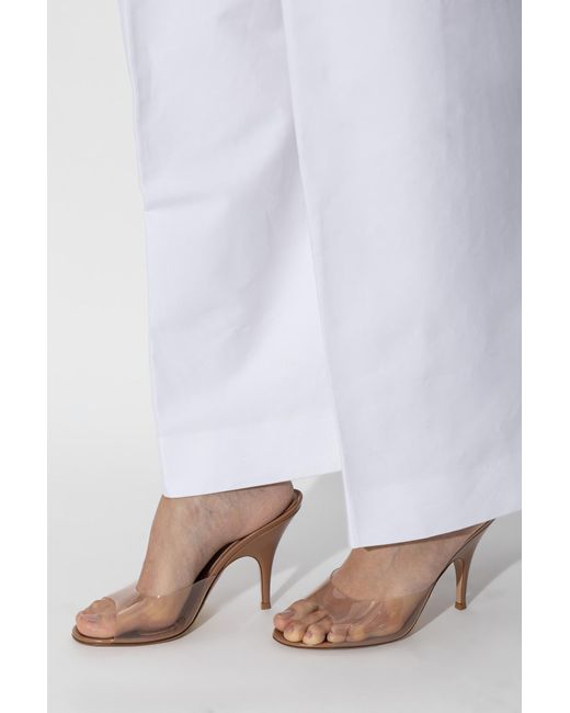 Gianvito Rossi White Heeled Mules "Sofia"