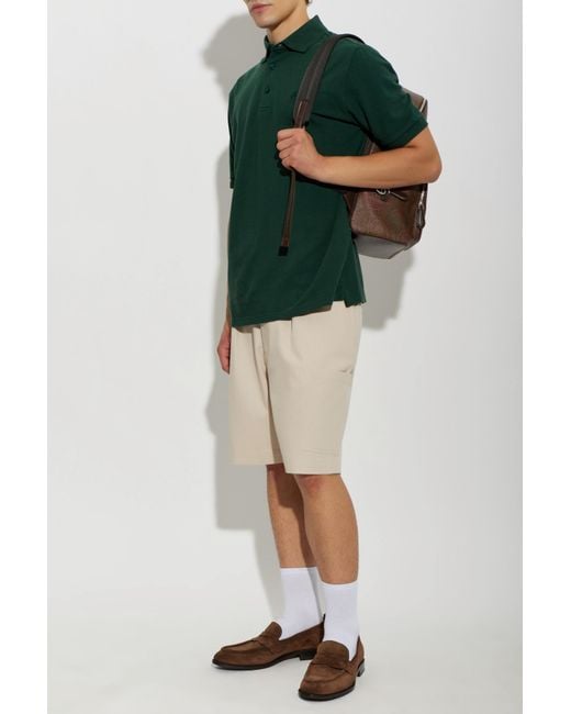 Etro Green Polo With Embroidered Logo for men