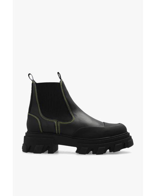 Ganni Leather Chelsea Boots in Black Lyst UK