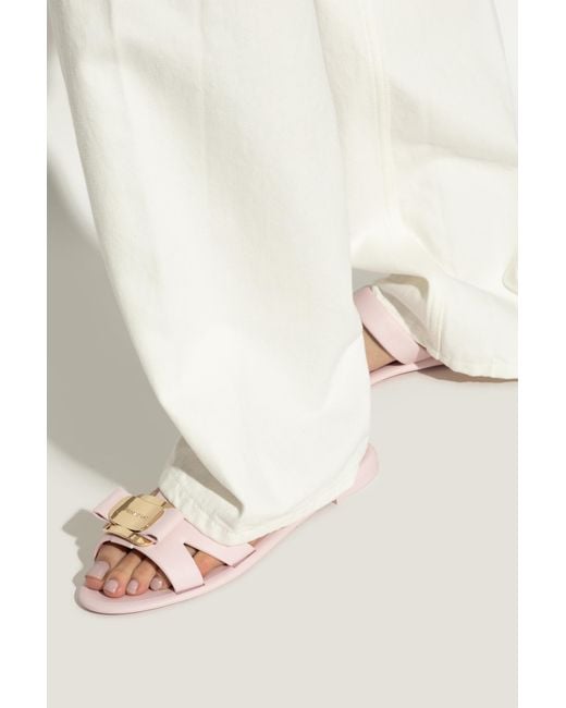 FERRAGAMO LILOU ラバースライド Ferragamo Rubber Slides Lilou in Natural | Lyst