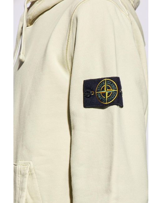 Stone Island Natural Hoodie With Logo, for men