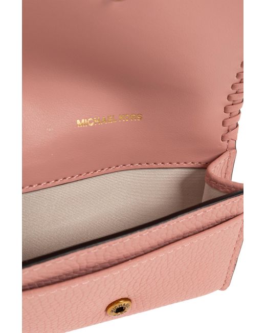 MICHAEL Michael Kors Pink Leather Card Holder With Logo