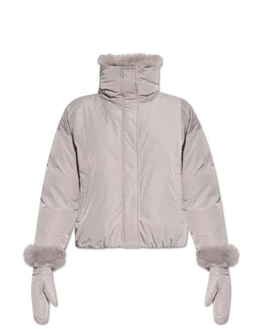 Yves Salomon Gray Jacket With Detachable Gloves