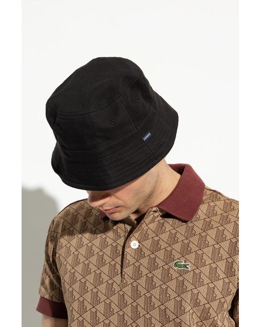 Lacoste Black Bucket Hat With Logo,