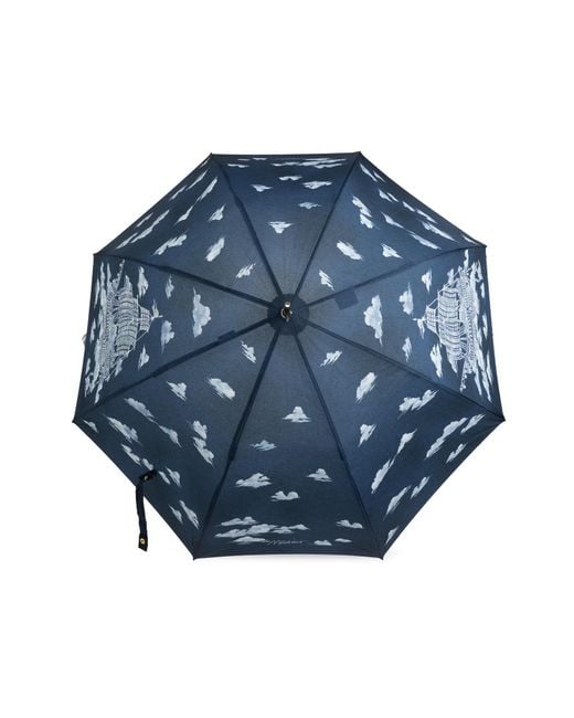 Moschino Blue Parasol With Print