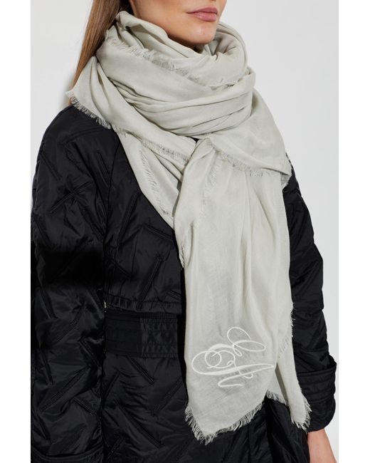 Emporio Armani Gray Scarf With Logo