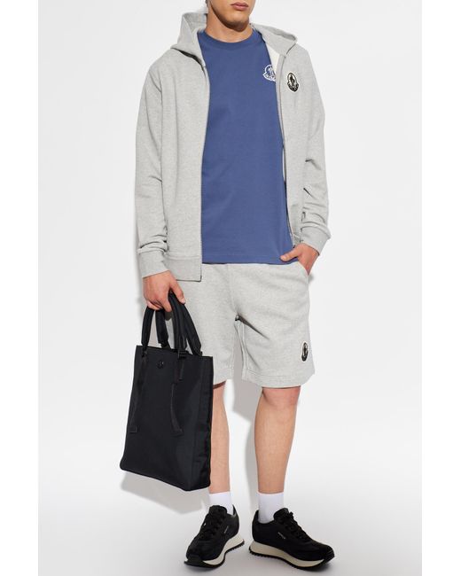 Moncler Blue T-Shirt With Printed Logo for men