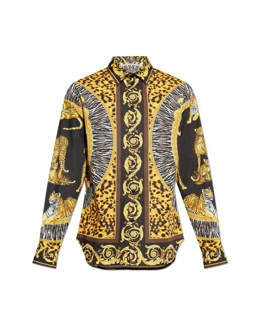 Versace Yellow Silk Shirt for men