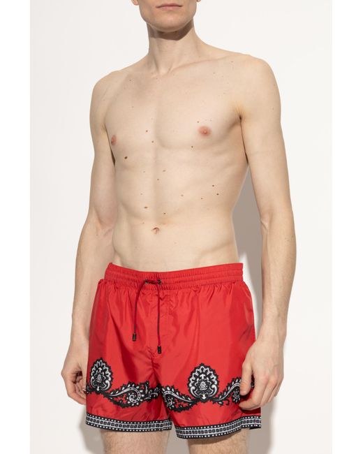 Dolce & Gabbana Red Swim Shorts for men