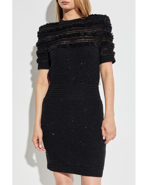 Balmain Black Dress With Shimmering Sequins