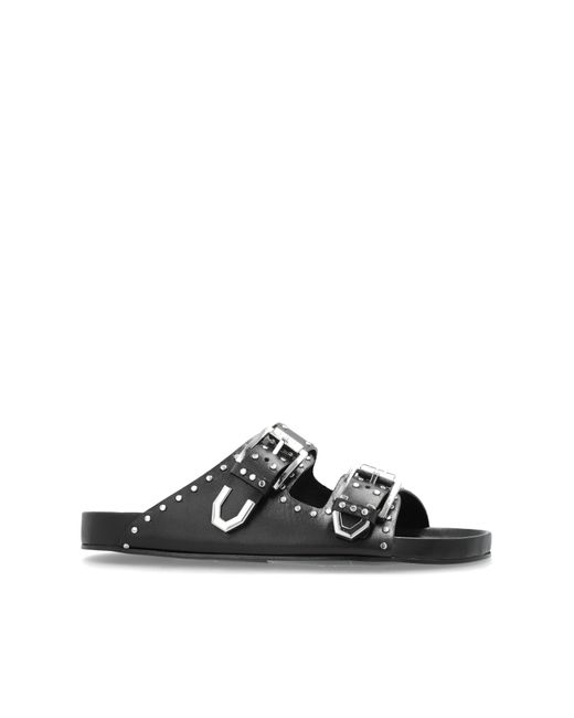 IRO Black Leather Slides Billie