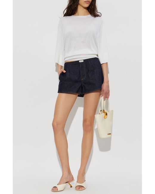 Jacquemus White Wool Top With Embroidered Logo