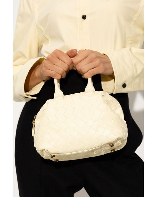 Bottega Veneta Camera Mini Intrecciato Leather Shoulder Bag - Cream - One Size
