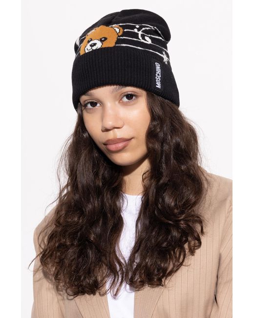 Moschino Black Cap With A Distinctive Bear Motif
