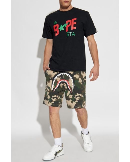 A Bathing Ape Green Camouflage Motif Shorts for men
