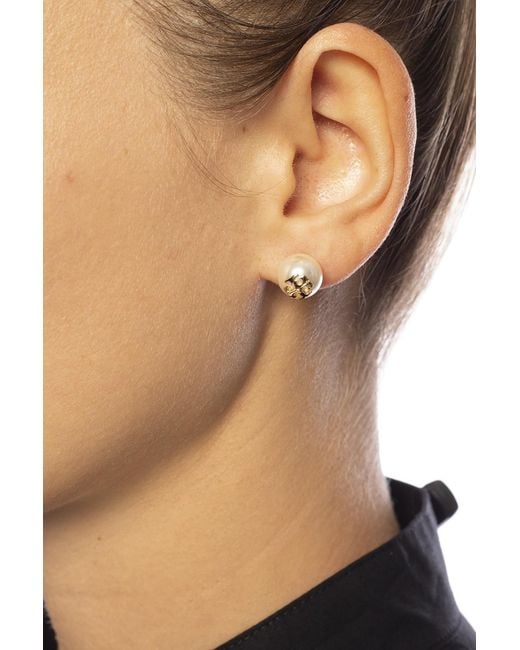 Tory Burch White Earrings With Logo