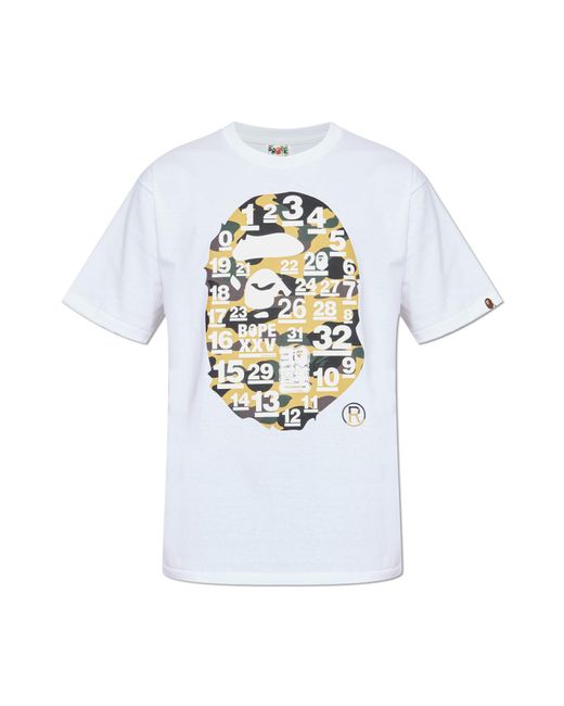 A Bathing Ape White T-Shirt With Print for men